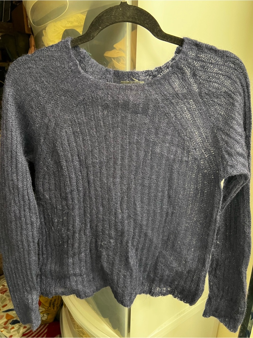 Banana Republic Mohair Wool Sweater Navy Blue Medium M L